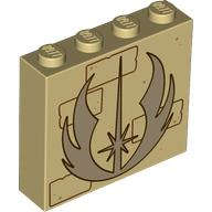 Lego NEW - Brick 1 x 4 x 3 with Dark Tan Jedi Order Insignia with Dark Brown Outline Reddish~ [Tan]