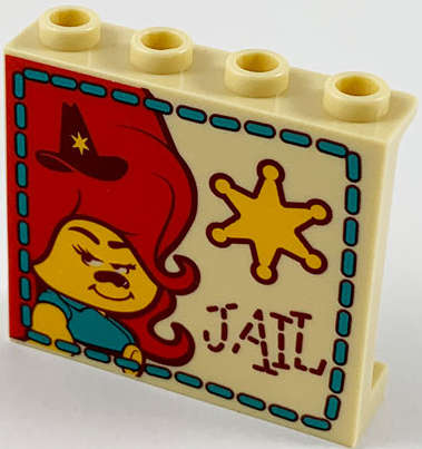 Lego (N) ~ Panel 1 x 4 x 3 with Side Supports - Hollow Studs with Delta Dawn Bright Light Or ~ [Tan]