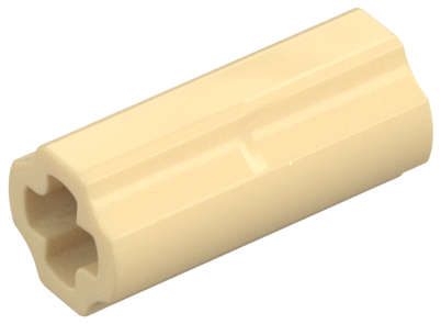 Lego (N) ~ Technic Axle Connector 2L (Smooth with x Hole + Orientation) ~ [Tan]