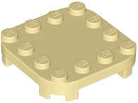 Lego (N) ~ Plate Modified 4 x 4 with Rounded Corners and 4 Feet ~ [Tan]