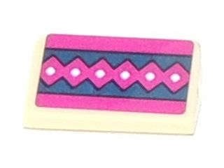 Lego (U) ~ Slope 30 1 x 2 x 2/3 with Magenta Diamond Stripe Pattern (Sticker) - Set 41066 ~ [Tan]
