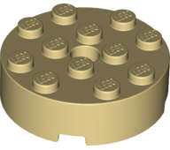 Lego (N) ~ Brick Round 4 x 4 with Hole ~ [Tan]