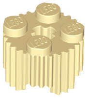 Lego (N) ~ Brick Round 2 x 2 with Axle Hole and Grille / Fluted Profile ~ [Tan]