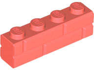 Lego (N) ~ Brick Modified 1 x 4 with Masonry Profile ~ [Coral]