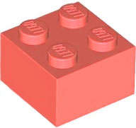 Lego (N) ~ Brick 2 x 2 ~ [Coral]