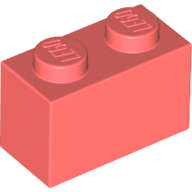 Lego (N) ~ Brick 1 x 2 ~ [Coral]