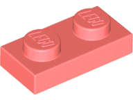 Lego (N) ~ Plate 1 x 2 ~ [Coral]