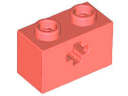 Lego (N) ~ Technic Brick 1 x 2 with Axle Hole ~ [Coral]