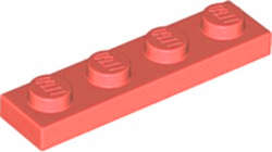 Lego (N) ~ Plate 1 x 4 ~ [Coral]
