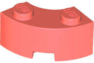 Lego (N) ~ Brick Round Corner 2 x 2 Macaroni with Stud Notch and Reinforced Underside ~ [Coral]