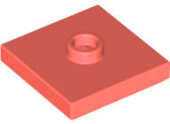 Lego (N) ~ Plate Modified 2 x 2 with Groove and 1 Stud in Center (Jumper) ~ [Coral]