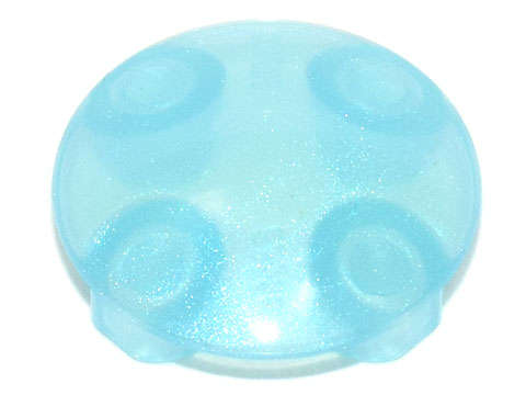 Lego (N) ~ Plate Round 2 x 2 with Rounded Bottom (Boat Stud) ~ [Satin Trans-Light Blue]