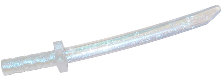 Lego (N) ~ Minifigure Weapon Sword Shamshir / Katana (Square Guard) with Cappe ~ [Satin Trans-Clear]
