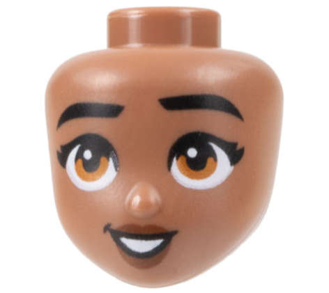 Lego (N) ~ Mini Doll Head Friends with Black Eyebrows and Eyelashes Dark Orange Eye ~ [Medium Brown]