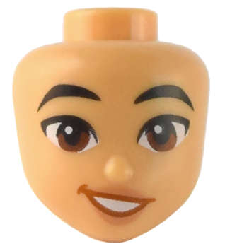 Lego NEW - Mini Doll Head Friends with Black Eyebrows Reddish Brown Eyes NougatLips ~ [Medium Tan]