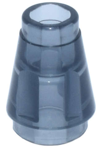 Lego (N) ~ Cone 1 x 1 with Top Groove ~ [Trans-Black]