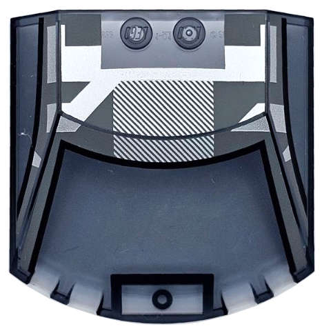 Lego (N) ~ Windscreen 6 x 6 x 1 1/3 Straight Sides with Black and Dark Bluish Gray W ~ [Trans-Black]