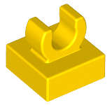 Lego (N) ~ Tile Modified 1 x 1 with Open O Clip ~ [Yellow]