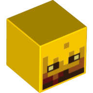 Lego (N) ~ Minifigure Head Modified Cube with Pixelated Fire and Black Eyes Pattern (Mine ~ [Yellow]
