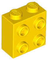 Lego (N) ~ Brick Modified 1 x 2 x 1 2/3 with Studs on Side ~ [Yellow]