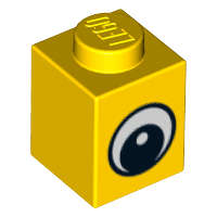 Lego (U) ~ Brick 1 x 1 with Black and White Eye with Pupil Pattern ~ [Yellow]