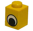 Lego (U) ~ Brick 1 x 1 with Black and White Eye without Pupil Pattern ~ [Yellow]