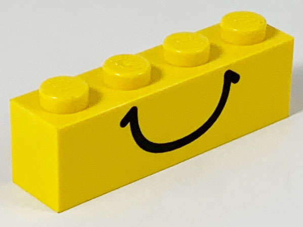 Lego (U) ~ Brick 1 x 4 with Smile Pattern ~ [Yellow]