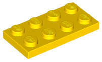 Lego (N) ~ Plate 2 x 4 ~ [Yellow]