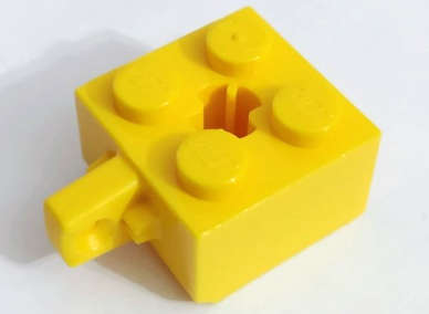 Lego (U) ~ Hinge Brick 2 x 2 Locking with 1 Finger Vertical and Axle Hole ~ [Yellow]