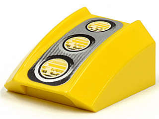 Lego (U) ~ Slope Curved 2 x 2 Lip with 3 Headlights on Faded Silver Background Pattern ~ [Yellow]