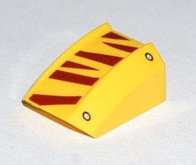 Lego (U) ~ Slope Curved 2 x 2 Lip with Rivets and Dark Red Tiger Stripes Pattern ~ [Yellow]
