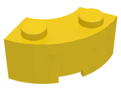 Lego (U) ~ Brick Round Corner 2 x 2 Macaroni with Stud Notch ~ [Yellow]