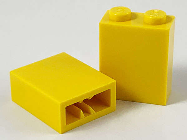 Lego (U) ~ Brick 1 x 2 x 2 with Inside Axle Holder ~ [Yellow]
