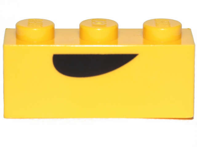 Lego (N) ~ Brick 1 x 3 with Black Curved Semicircle Pattern (Banarnar Mouth) ~ [Yellow]