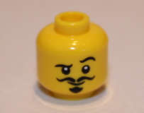 Lego (N) ~ Minifigure Head Black Eyebrows Left Raised Eyebrow White Pupils Black Thin Cur ~ [Yellow]