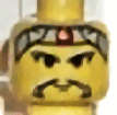 Lego (U) ~ Minifigure Head Moustache Long Gray Headband with Red Dot Pattern ~ [Yellow]