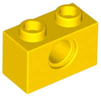 Lego (N) ~ Technic Brick 1 x 2 with Hole ~ [Yellow]