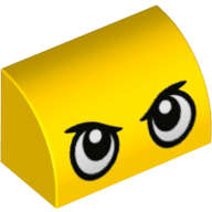 Lego (N) ~ Slope Curved 1 x 2 with Bottom Stud Holder with Large Stern Eyes Pattern (Duck ~ [Yellow]