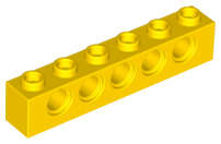 Lego (N) ~ Technic Brick 1 x 6 with Holes ~ [Yellow]