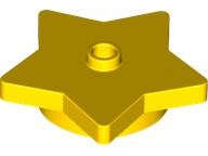 Lego (N) ~ Plate Round 4 x 4 x 2/3 with Star and Open Stud ~ [Yellow]