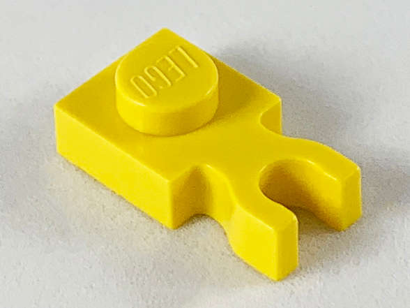 Lego (U) ~ Plate Modified 1 x 1 with U Clip Thick (Vertical Grip) ~ [Yellow]