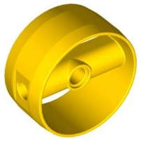 Lego (U) ~ Cylinder 4 x 4 x 1 2/3 with Pin Holes and Center Bar ~ [Yellow]