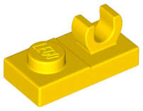 Lego (N) ~ Plate Modified 1 x 2 with Open O Clip on Top ~ [Yellow]