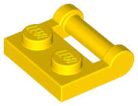 Lego (N) ~ Plate Modified 1 x 2 with Bar Handle on Side - Closed Ends ~ [Yellow]