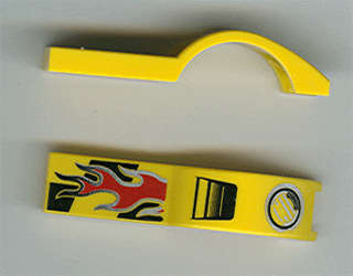 Lego (U) ~ Vehicle Mudguard 1 x 4 1/2 with Flame and Headlight Pattern ~ [Yellow]
