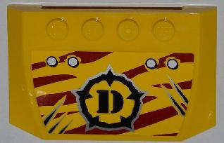 Lego (U) ~ Wedge 4 x 6 x 2/3 Triple Curved with 4 Rivets Wide Claw Scratch Marks and Din ~ [Yellow]