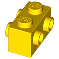 Lego (N) ~ Brick Modified 1 x 2 with Studs on 2 Sides ~ [Yellow]