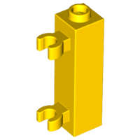 Lego (U) ~ Brick Modified 1 x 1 x 3 with 2 Clips (Vertical Grip) - Hollow Stud ~ [Yellow]