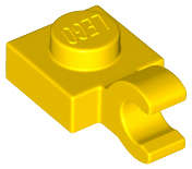 Lego (N) ~ Plate Modified 1 x 1 with Open O Clip (Horizontal Grip) ~ [Yellow]