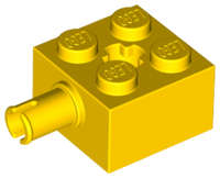 Lego (N) ~ Brick Modified 2 x 2 with Pin and Axle Hole ~ [Yellow]